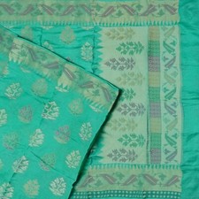 Namaste Vintage Teal Sarees 100 Pure Silk Woven Indian Sari 5YD Craft Fabric