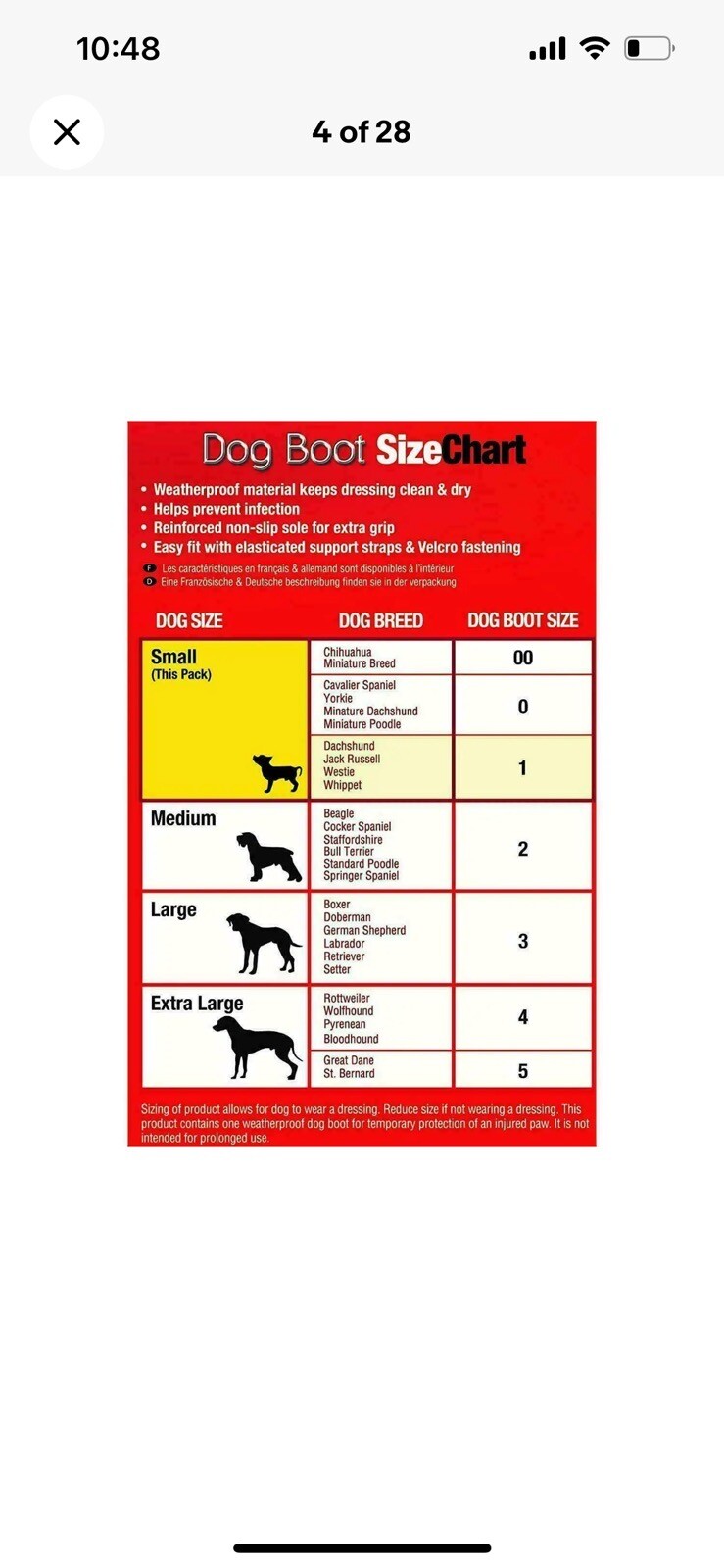 Mikki Dog Boot Size 1 Injured Paws Weatherproof Elasticated Straps Non