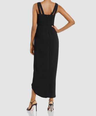 tulip hem formal dress $228 Avery G Women's Black Double Strap Size 2 Thread Work