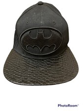 Six flags Batman Snapback Hat Comics Dc Vintage VTG All Black Hat adjustable