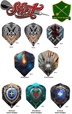 Shot! Viking Asgard Berserker Raven Gnarly Shredda Future Knights Dart Flights
