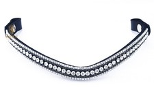 Beautiful 5 Row Clear Crystal Leather Bridle Durable Snap BrowBand For Bridle.