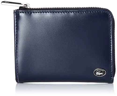 Lacoste Wallet Leather Minimal Coin Case Navy