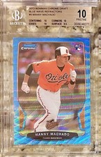 2013 POP 4 MANNY MACHADO ROOKIE BLUE WAVE REFRACTOR RC CHROME #4 BGS 10 PRISTINE