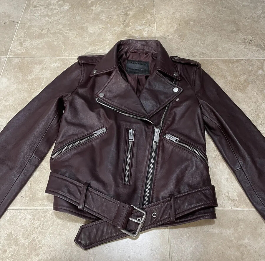 ジャケット・アウター ALLSAINTS BALFERN LEATHER BIKER JACKET ALLSAINTS Women's Balfern Leather Moto Biker Jacket Oxblood