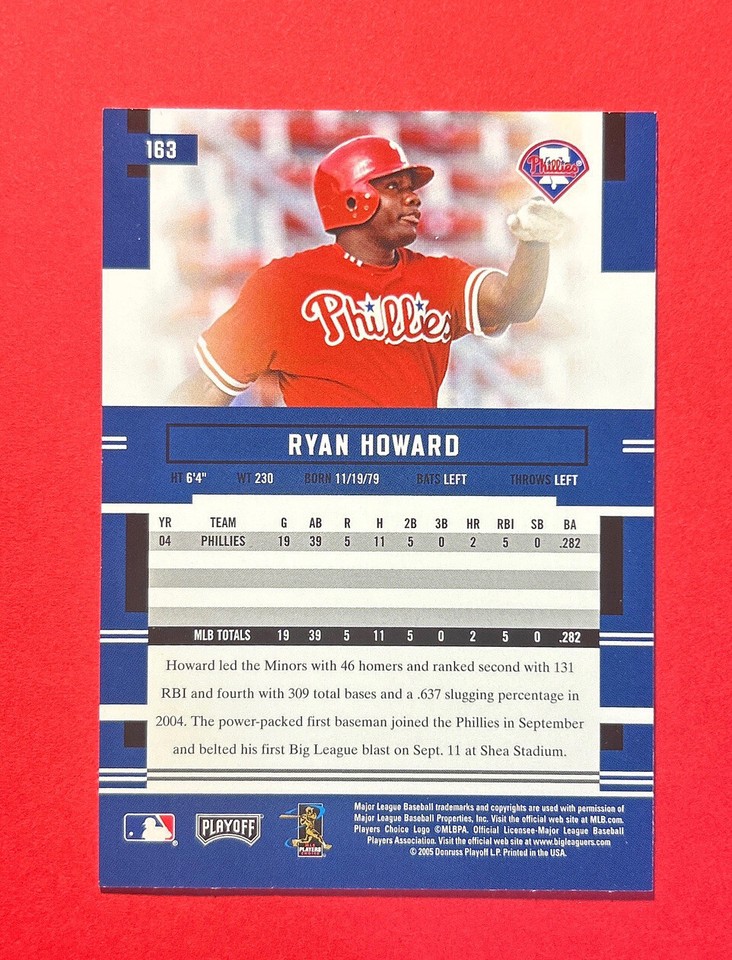 Ryan Howard Rookie Ryan Howard ~ 2005 Playoff Prestige ~ Prospect Rookie RC #163 | eBay