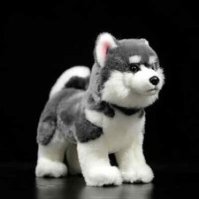 28cm Alaskan malamute Plush Toys Kawaii Simulation Gray Dog Stuffed Animal