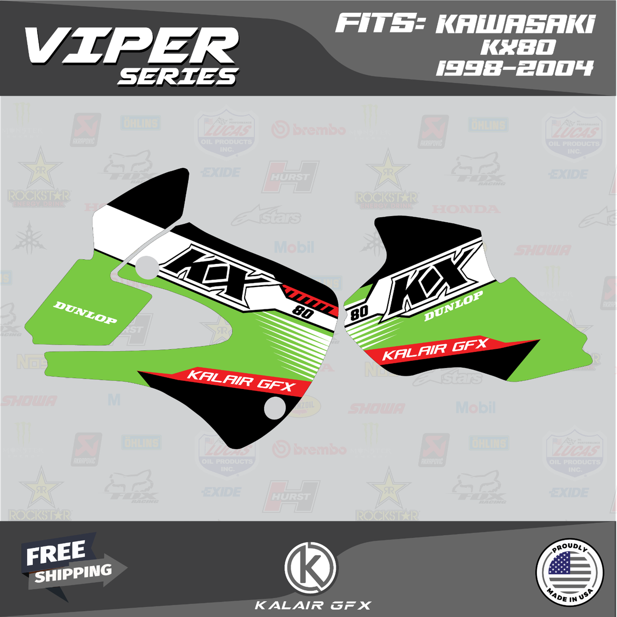 Graphics Kit for KAWASAKI KX 80 (1998-2004) Viper Series