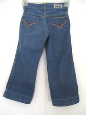 Vintage LIVE INS Jeans Denim Pants Kids Size 5 Embroidered Pockets 70's 80's