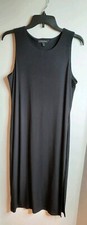 Banana Republic Womens Sleeveless Midi Dress Size M High Slit Black Minimalist 