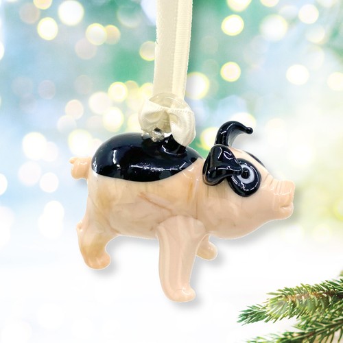 Ornamento Maiale - Statuina Albero di Natale da Appendere Arte in Vetro, Confezione Regalo - Foto 7 di 9