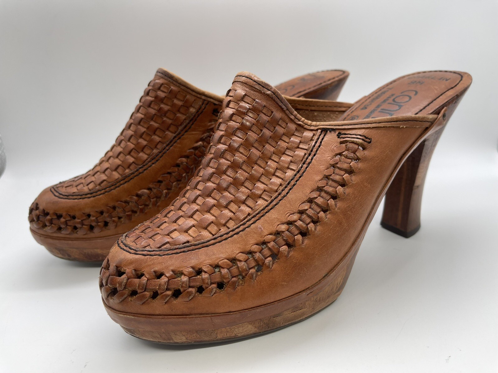 Vintage Connie Clogs Mules *Rare* Leather Upper & Woo… Gem