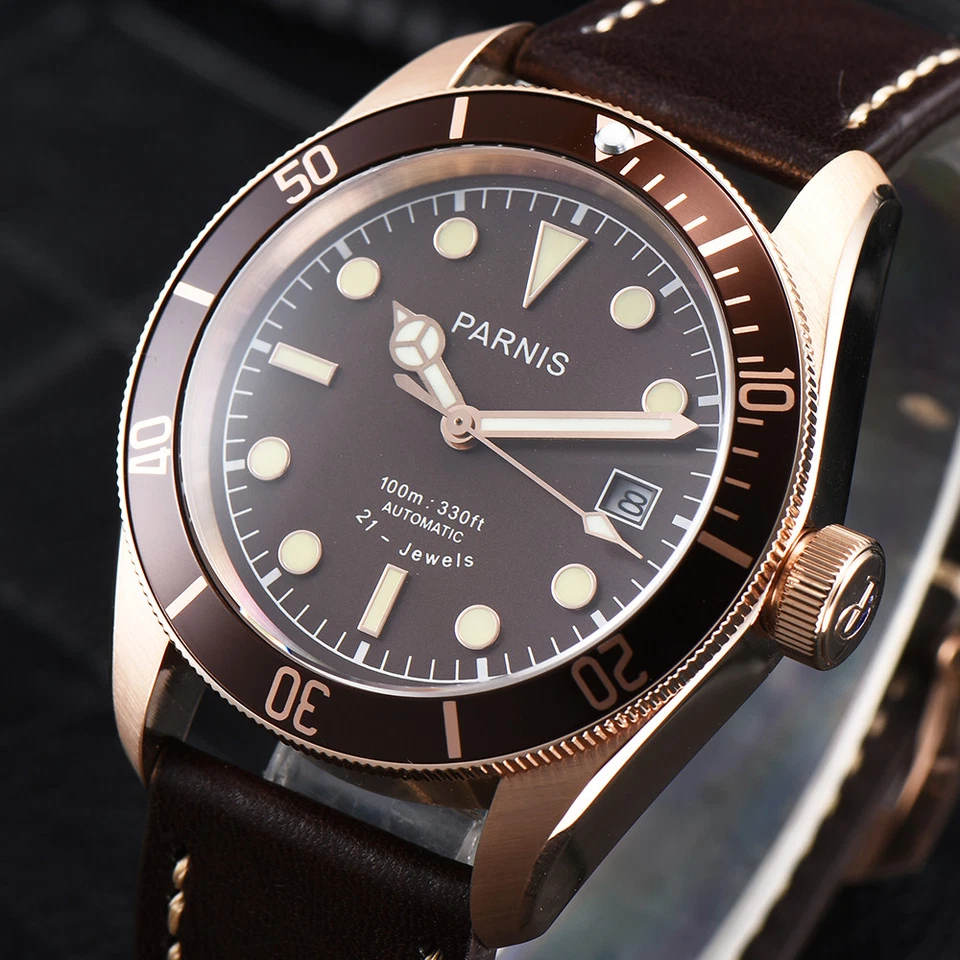 Reloj automático para hombre Parnis 21 joyas Miyota 41 mm zafiro 10 ATM resistente al agua Foto 2 de 4