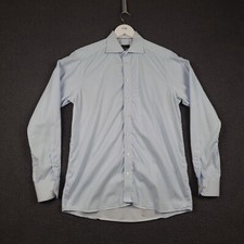 ETON Shirt Mens 16 41 Light Blue Striped Contemporary Long Sleeve Cotton Twill