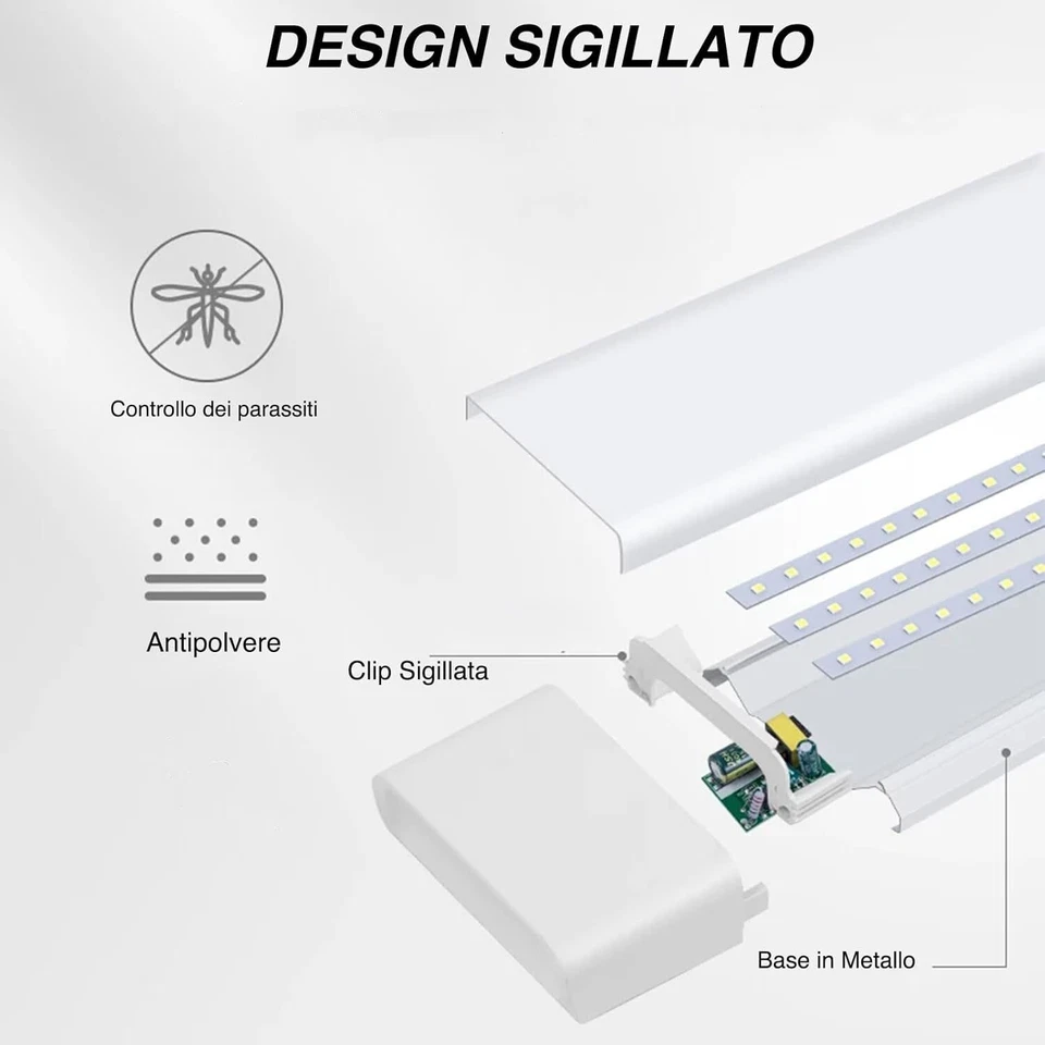 2PEZZI Plafoniera da Soffitto Barra Luminosa LED 72W 3 Tonalità Luce per Interno - Immagine 2 di 4
