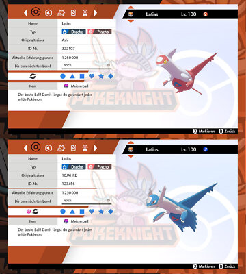 Latios & Latias Shiny/ non Shiny 6IV Set Team Bundle Pokemon Schwert/ Schild