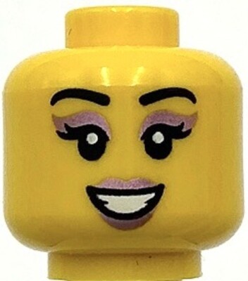 Lego New Yellow Minifigure Head Dual Sided Female Eyebrows Eyelashes Smile Smirk