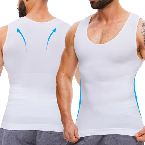 Herren T-Shirt Schlankmacher Body Shaper Bauch Brust Kompression Weste Gürtel Tank Top - Bild 11 von 28