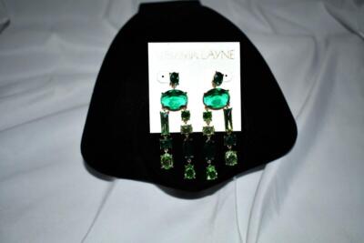 Gemma Layne Gold w Green Crystal Chandelier Earrings #D84540GRN NWT