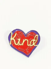 Silver Tone Purple Red Yellow Heart Kind Lapel Pin 