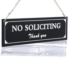 BEDEONE No Soliciting Sign for House, Strong Self Small Signage, BLACK