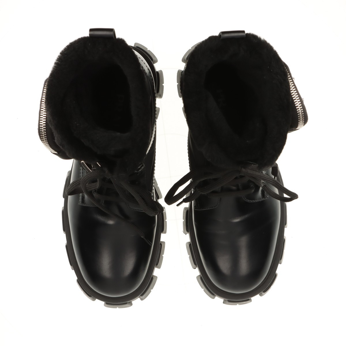 Prada Monolith Leather x nylon Short Boots 40 Unisex Black Prada Monolith Leather x nylon Short Boots 40 Unisex Black