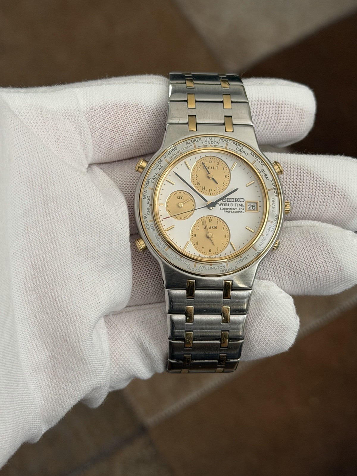 Rare Vintage Seiko World Time 5T52-7A00 Men’s Dress Sports Watch JDM 1990s