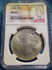 1925 Peace Silver Dollar  NGC MS 65  Subtle Toning Full Luster