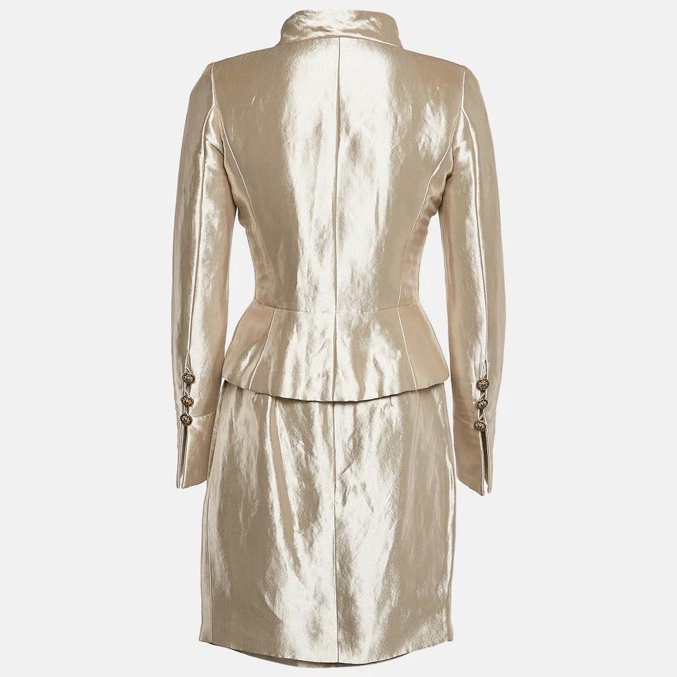 Conjunto Blazer y Falda Chanel Mezcla Seda Metálica S Foto 2 de 4