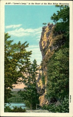 Curt Teich Lovers Leap Postcard Blue Ridge Mountains A-187 Unposted