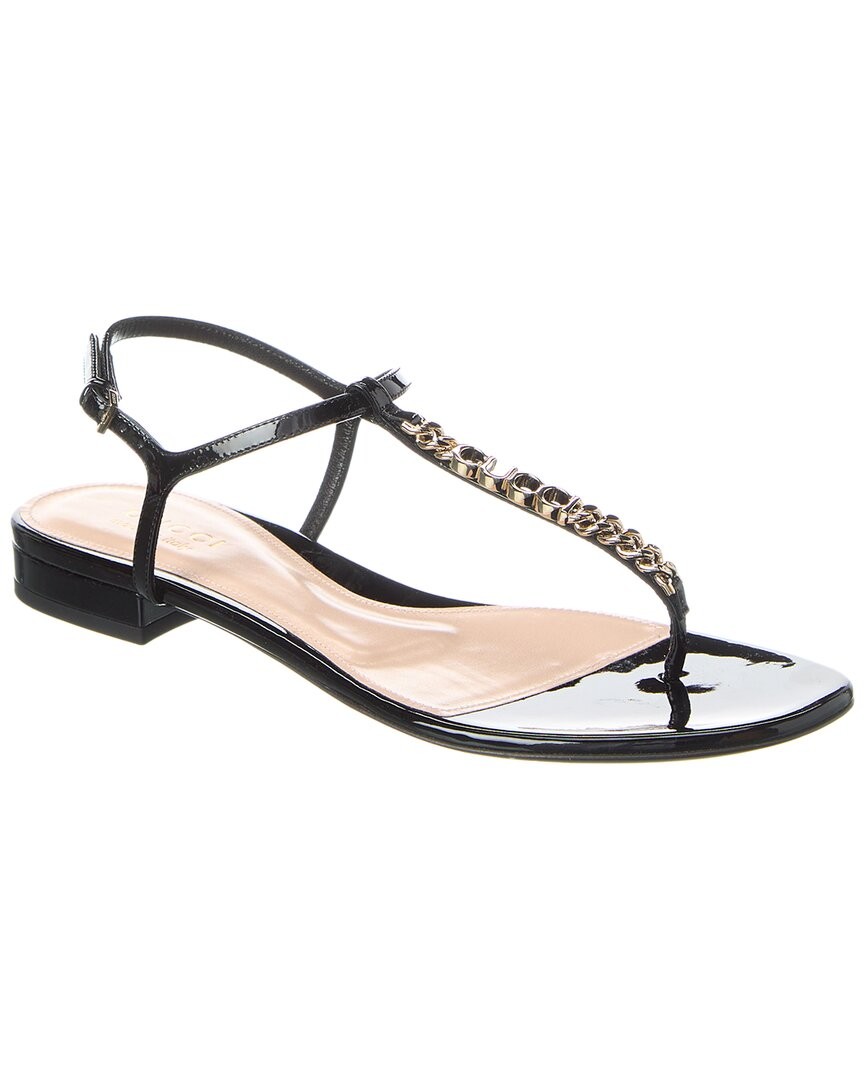 Gucci Signoria Patent Sandal Womens Black 36 107990₽