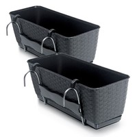 GeläNder Blumen Kasten M. Halterung 40Cm 2Er Set - Kunststoff Balkon Pflanz Topf