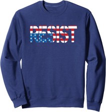 American Flag USA Distressed Design Resist Flag Unisex Crewneck Sweatshirt