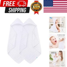 Muslin Hooded Baby Bath Towels - 2 Pack 100 Cotton Towel for Babies, Infants...