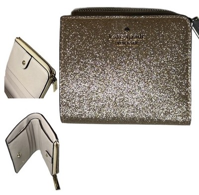 Kate Spade New York Bifold Wallet Gold Glitter Plain Women's S362 Bratz Y2K