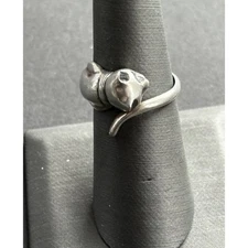 BOMA 925 STERLING SILVER CAT BYPASS RING SIZE 6 SKY