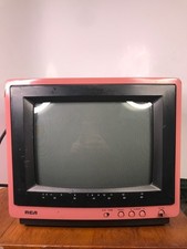 Pink RCA XL-100 CRT Television EPR2950 With Original Antenna - Powers On