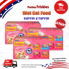 3 Pack Purina Friskies Surfin Turfin Prime Filets Wet Cat Food 5.5 oz 40 Ct Pack