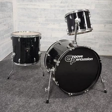 Used Groove Percussion 3pc Drum Set Black Wrap - Fair
