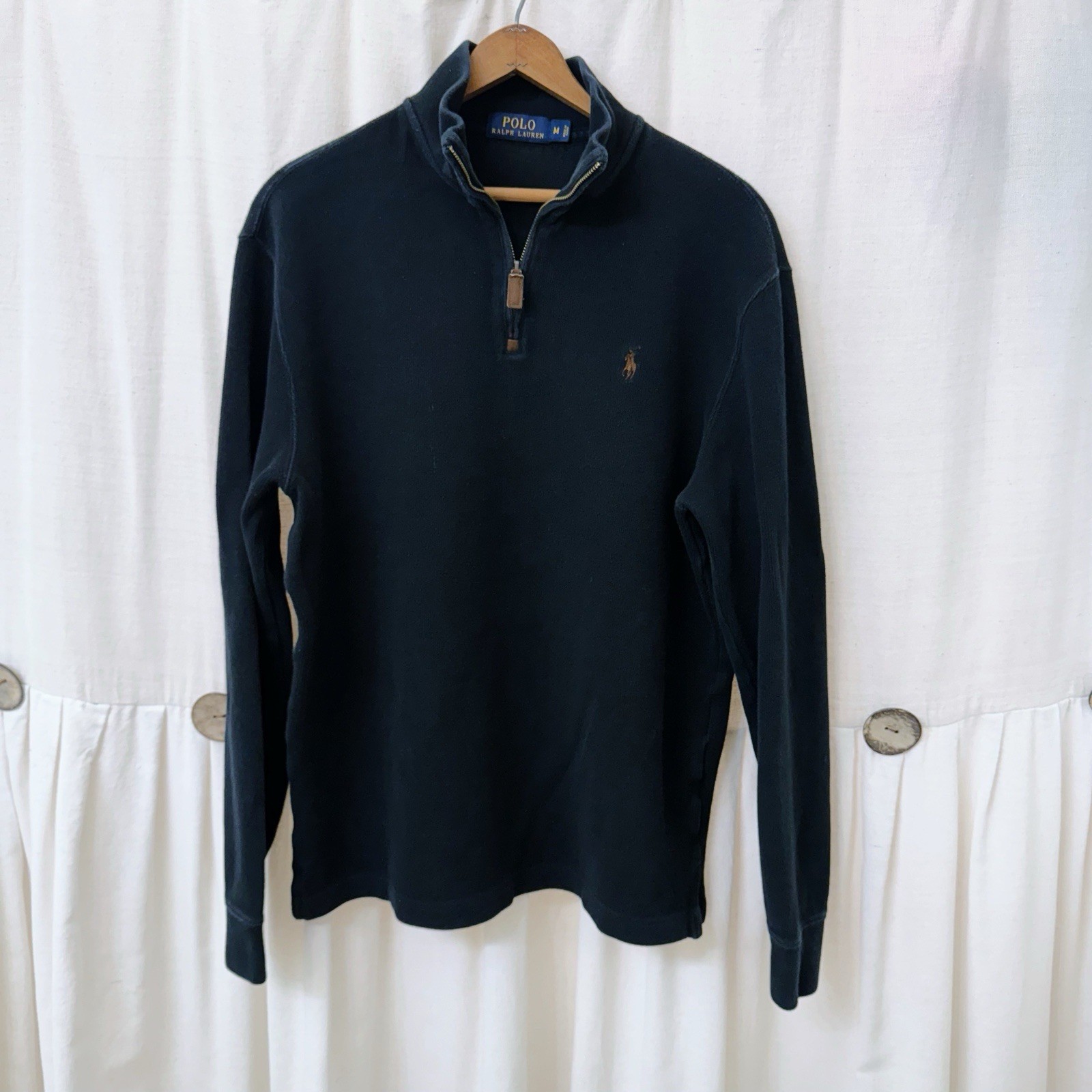 Felpa Ralph Lauren uomo taglia media nera pony maglione zip 1 4
