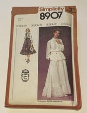 Simplicity 8907 Gunne Sax Vintage Pattern Skirt Blouse 1970s Sz 10