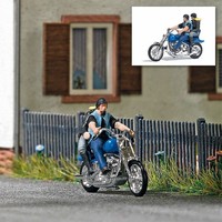 US Motorrad Mit Biker Paar HO Spur Figuren Busch 7860