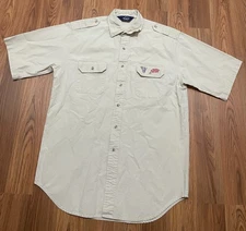 Woolrich Shirt Mens Extra Large Safari Elephant Embroidered Tan