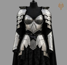 Women s Medieval Steel Armor Set Female Knight Costume With Chainmail Cosplay