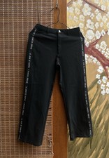 Vintage Marithe  Francois Girbaud Black Cropped Nylon Pants Logo Side Tape i 42