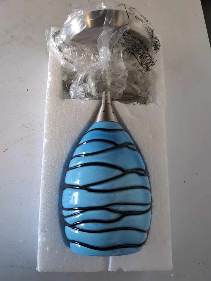 Lámpara colgante de tres luces de vidrio azul y negro Alk Lighting - ¡NUEVA! Foto 2 de 4