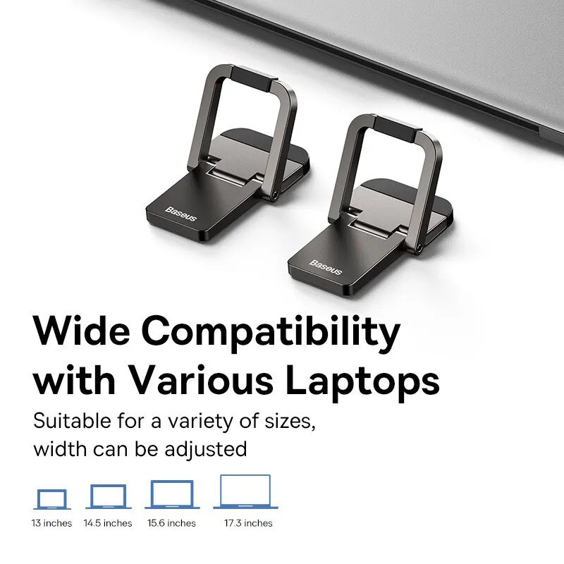 Support PC portable Baseus pliant et réglable en aluminium gris - 2
