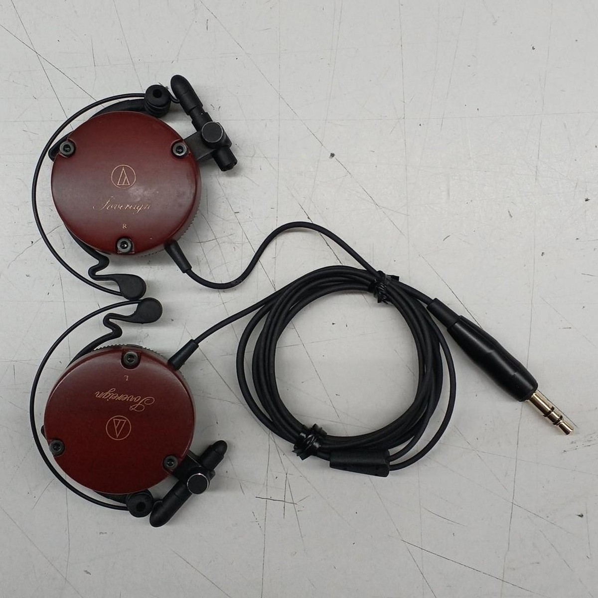 Audio-Technica ATH-EW9 Red Wooden Clip-On Headphones Portable Used