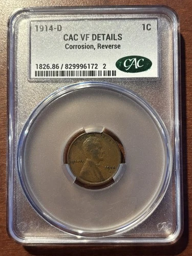 🔥1914-D Lincoln Cent, CAC VF Details, HIGHLY SOUGHT KEY DATE, BID TO WIN🔥