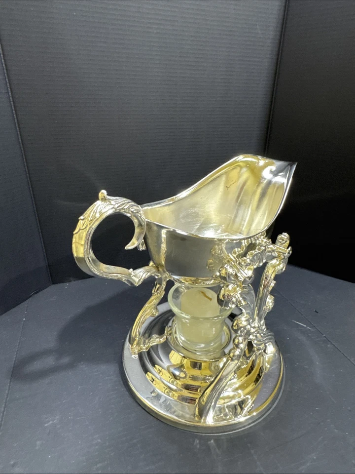 老式镀银肉汁船带暖架(精神燃烧器) — 第 4/4 张图片